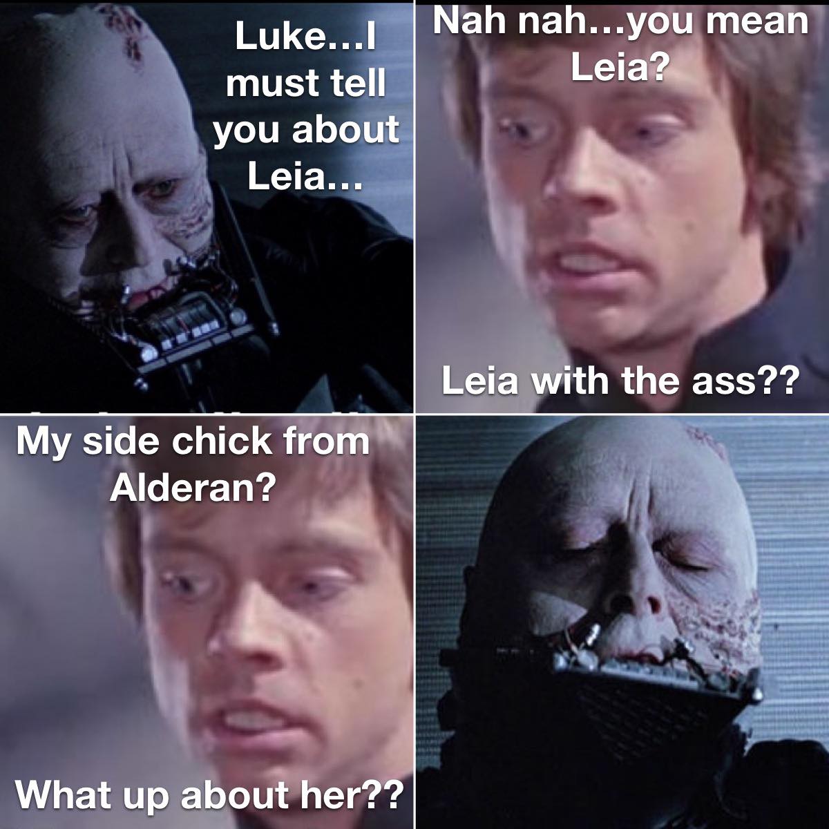 This meme is a play on the infamous "I am your father" line from the Star Wars franchise, but with a humorous twist. The meme shows a character from the Star Wars universe, likely a Sith Lord, saying "No. I am your mother" in a mock-angry tone, with the text "I am your mother" written in a bold, angry font. The meme is likely poking fun at the idea that a Sith Lord would be a nurturing figure, and the character's tone is exaggerated to be over-the-top and humorous.